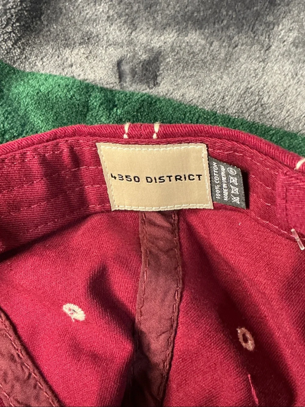 District Red  XOX Paws Distressed Baseball Cap Maroon Burgundy Washed